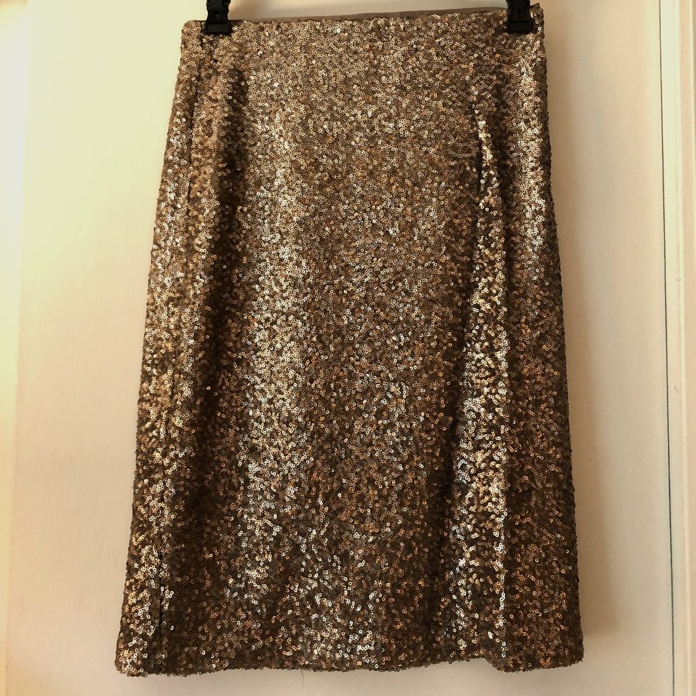 Gold Sequin Pencil Skirt